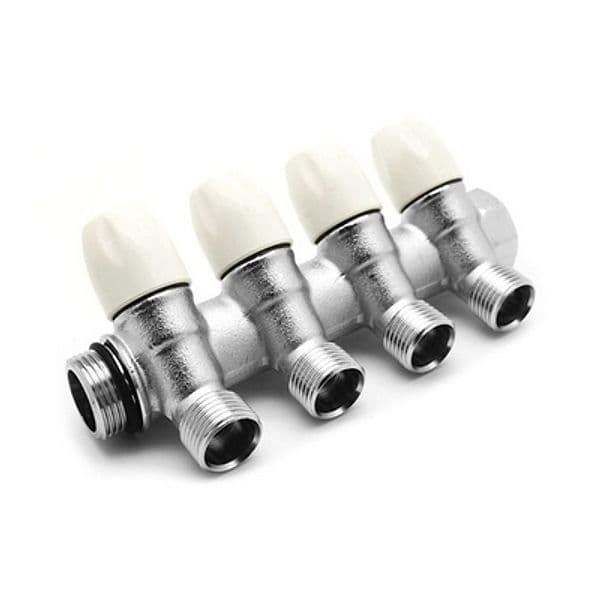 Collettore Lineare con Rubinetti D'arresto 4 Derivazioni Tiemm 3/4 x 1/2 - 2