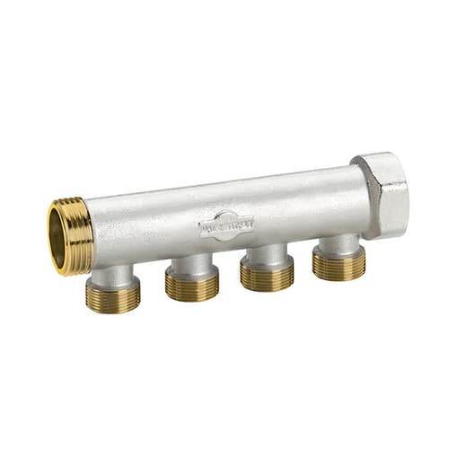 Collettore in Ottone Nichelato con Derivazioni M 24 Fiv ¾ x 4 Vie L 157 mm - 2