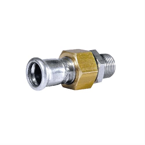 Bocchettone Dado e Raccordo Maschio in Ottone Press Acciaio Atusa ¾ x 22 - 3