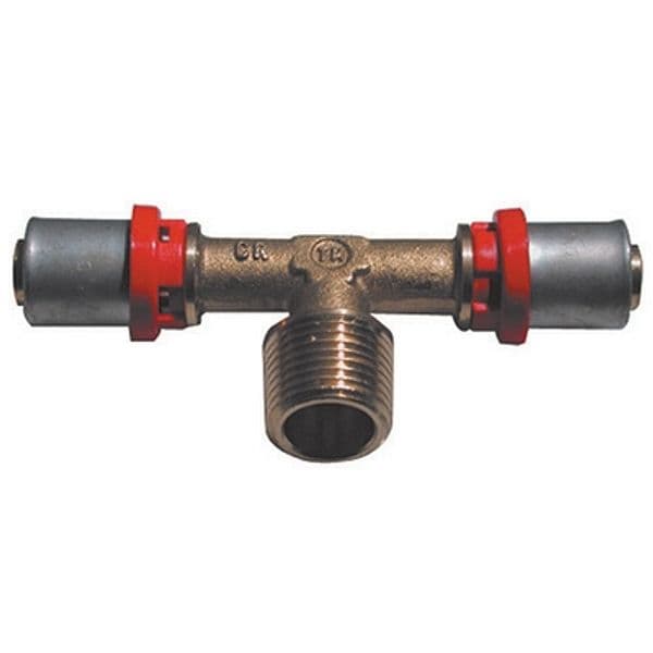 Raccordo Press a T Maschio per Multistrato Tiemm 3/4 x 20