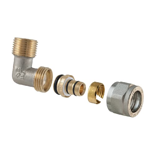 Raccordo Curvo Maschio a Compressione per Multistrato 2 Pezzi Tdmb ½ x ½ 16 - 2