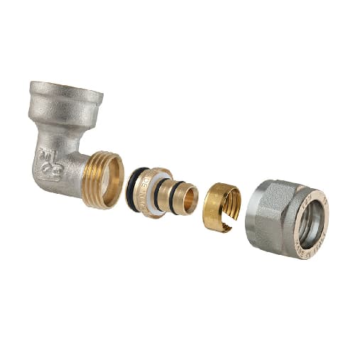 Raccordo Curvo Femmina a Compressione per Multistrato 2PZ Tdmb ½ x ½ 16 - 2