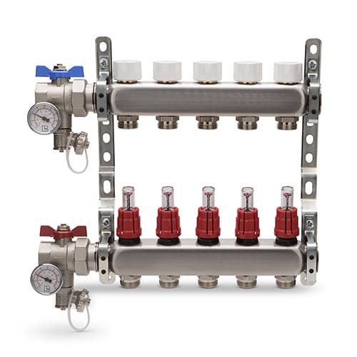 Collettore di Distribuzione in Acciaio INOX Completo Aton 7 Vie 1 x ¾ - 2
