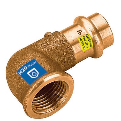 Gomito 90 ° in Bronzo a Pressare F x Fil F Acqua Gas Frabo Ø 22 x 1 - 3
