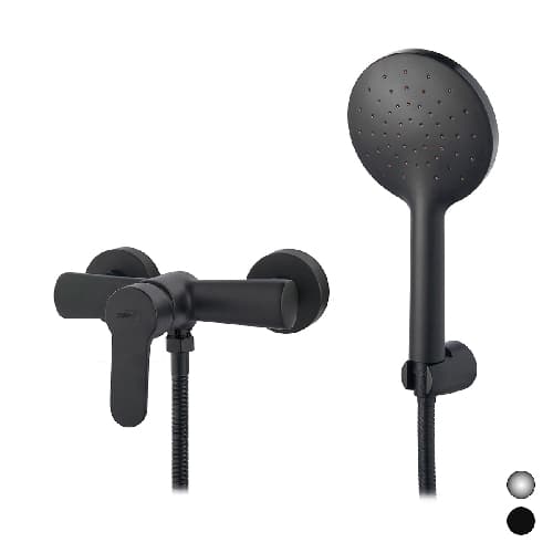 Rubinetto Miscelatore Monocomando Esterno Doccia Serie Paco Dh Nero Opaco - 3