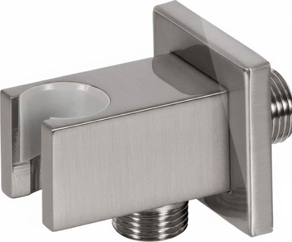 Supporto Doccia Minimale Quadro con Presa Acqua Nichel Spazzolato Remer - 3