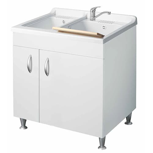 Lavatoio con Mobile in Nobilitato e 2 Vasche Dh L Cm 75 x P Cm 60 - 3
