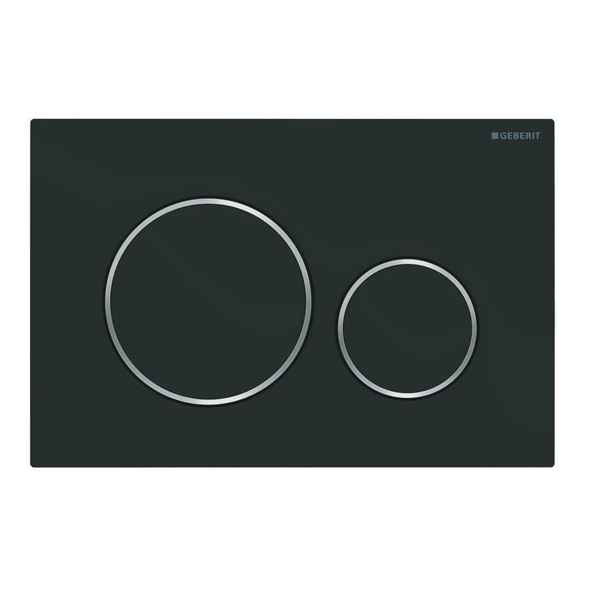 Placca di Copertura 2 Tasti Sigma 20 Nera Opaca Bordi Tasti Cromo Geberit - 4