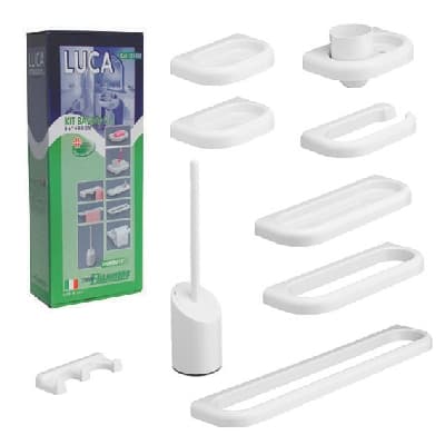 Kit Accessori Bagno Serie Luca Mod.new 9 Pezzi Metaf Bianco - 3
