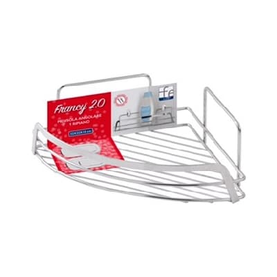 Mensola Doccia Angolare 1 Ripiano in Acciaio Cromato Lucido Linea Francy - 3