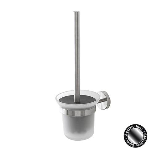 Porta Scopino da Parete in Acciaio INOX Satinato e Vetro Satinato Linea - 3