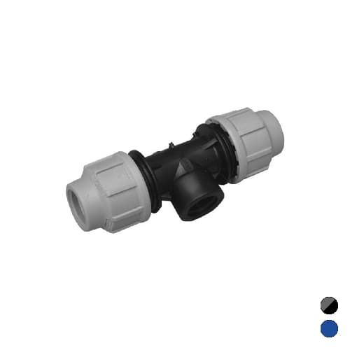 Tee a 90 ° C Derivazione Femmina Ikaro Raccordo per Polietilene 3 x 90 Blu - 2