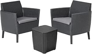 Set da Giardino 3 Pezzi in Rattan Sintetico con Cuscini e Tavolino 3 Pezzi - 10
