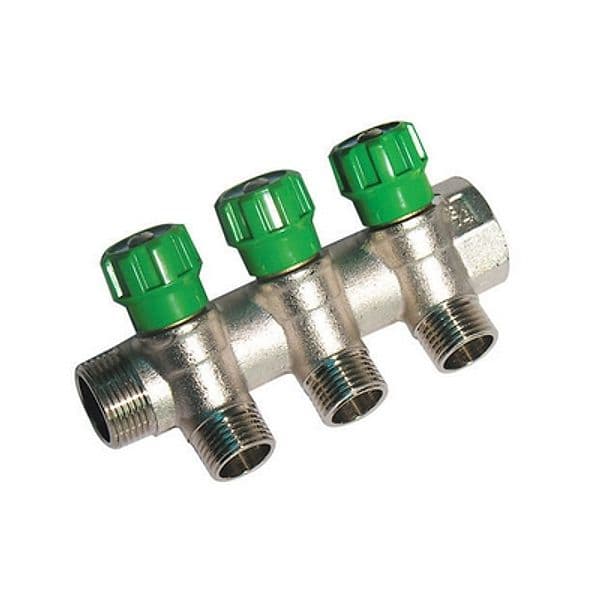 Collettore Lineare con Rubinetti D'arresto 3 Derivazioni Impex Dh - 3