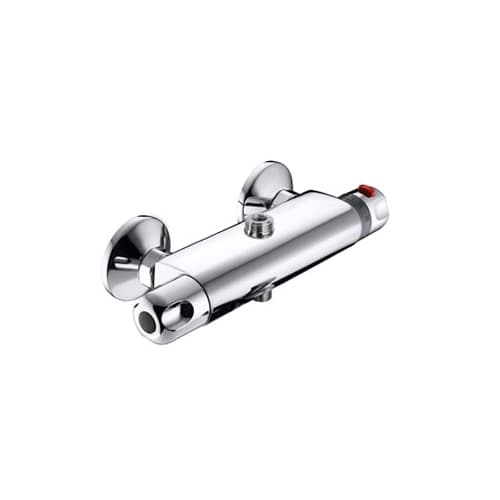 Rubinetto Miscelatore Termostatico Doccia Esterno 2 Uscite Euror Cromo - 2