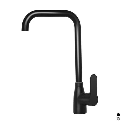Rubinetto Miscelatore Monocomando Lavello Canna Quadra Serie Dh Nero Opaco - 2
