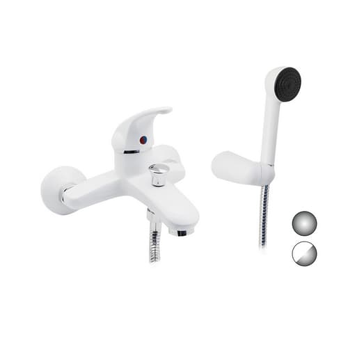 Monocomando Vasca Duplex con Doccetta Doccia Euror Bianco Opaco Cromo - 3