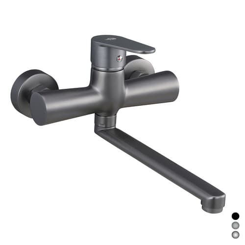 Rubinetto Miscelatore Monocomando Lavello a Muro Serie Lizzy Dh Nero Opaco - 2