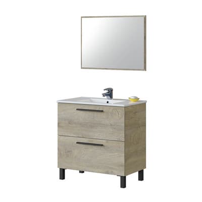 Mobile Arredo Bagno Athena 2 Cassetti (da Dh 80 cm x 80 x 45 Rovere Alaska - 2
