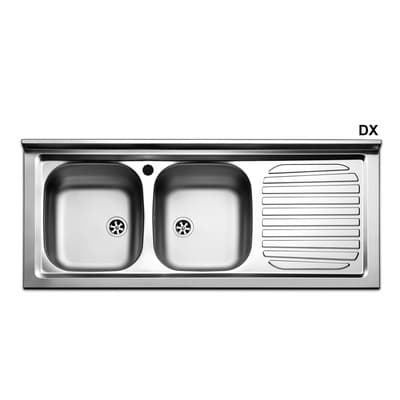 Lavello Appoggio in Acciaio INOX con 2 Apell 120 cm Gocciolatoio Dx - 3