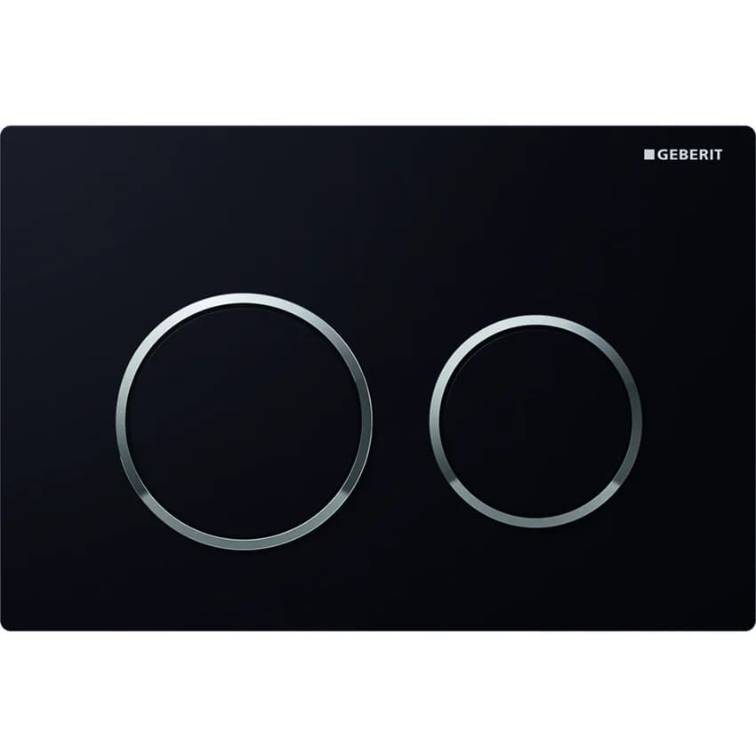 Placca di Comando 2 Tasti Omega 20 Nero Anelli Cromo Geberit - 5
