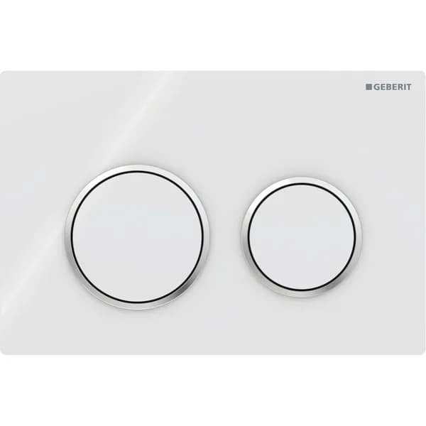 Placca di Comando 2 Tasti Omega 20 Bianca Bordi Tasti Cromo Geberit - 5