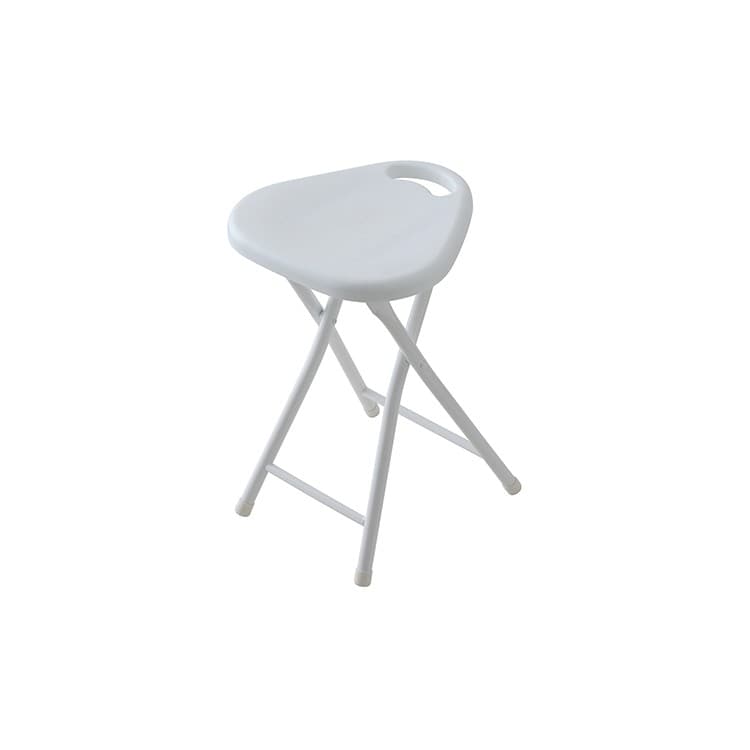 Sgabello Pieghevole con Seduta in ABS e Gambe in Acciaio Bianco - 3