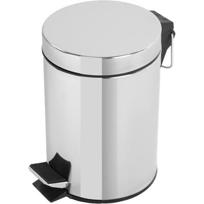 Pattumiera Tonda 5 L in Acciaio Cromato con Pedale 25 x 27,5 cm Feridras - 3