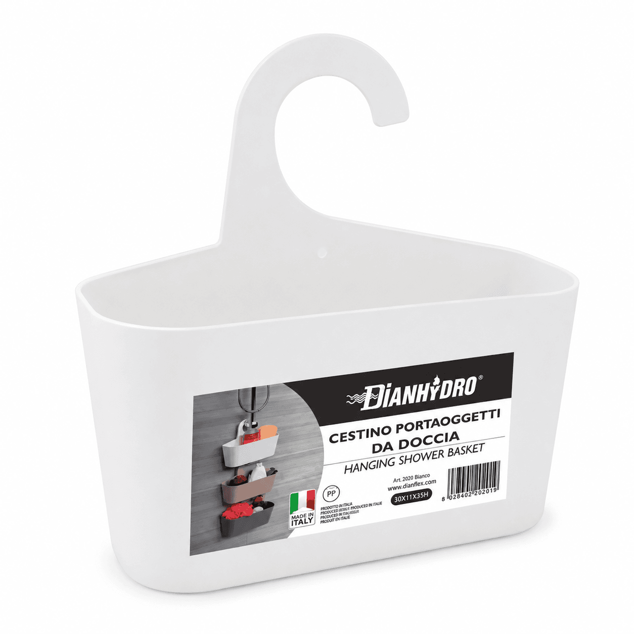 Cestino Portaoggetti Doccia Dh Gancio Duroplast Bianco 26 x 9 x 26,5 cm - 3