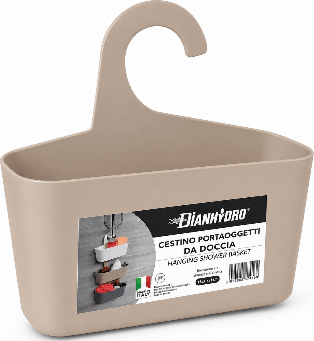 Cestino Portaoggetti Doccia Dh Gancio Duroplast Tortora 26 x 9 x 26,5 cm - 3