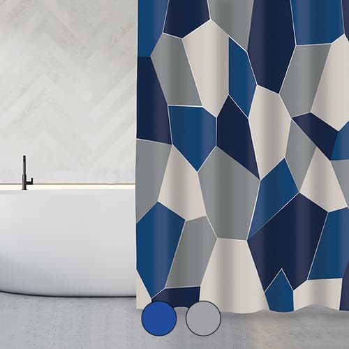 Tenda per Doccia in Tessuto Origami Spire 180 cm x 200 Blue Grigio - 2