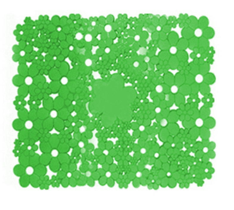 Tappeto Antiscivolo Mod Flowers 53 cm x 53 Dh Verde Acido - 3