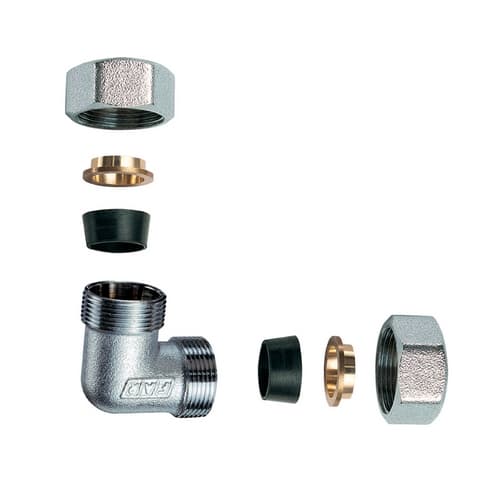 Gomito Doppio Cromato C Monocono in Gomma per Rame Far ¾ x 22 - 2