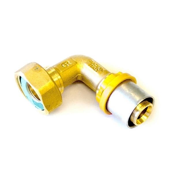 Raccordo per Multistrato Gas Curvo con Girello e Guarnizione Tiemm 20 x 3/4