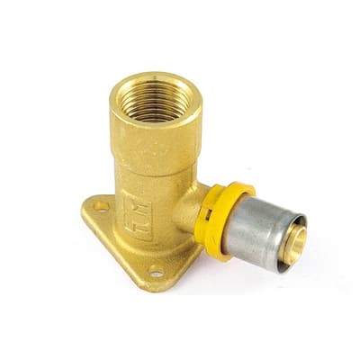 Raccordo per Multistrato Gas Curvo Femmina con Flangia 3 Fori Tiemm 16 x ½ - 3