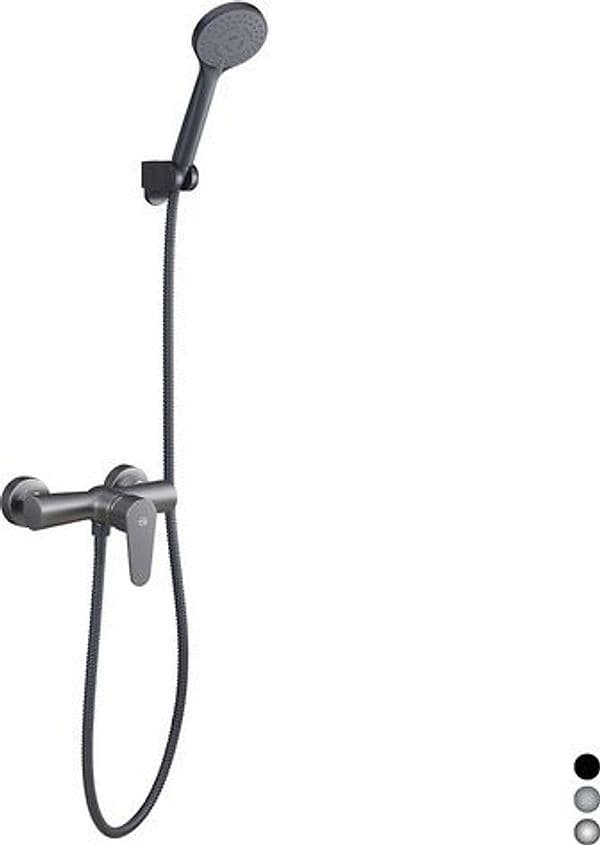 Rubinetto Miscelatore Monocomando Esterno Doccia Dh Nichel Nero Spazzolato - 2