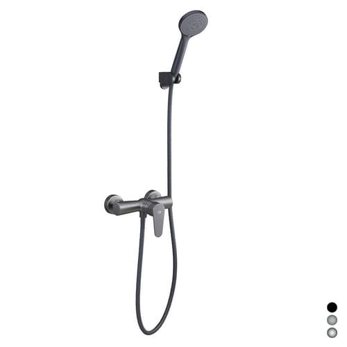Rubinetto Miscelatore Monocomando Esterno Doccia Dh Nichel Nero Spazzolato - 2