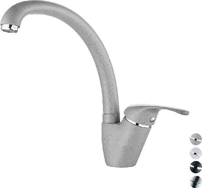 Monocomando Lavello Monoforo Canna Alta Livorno Dh Granito Bianco - 3