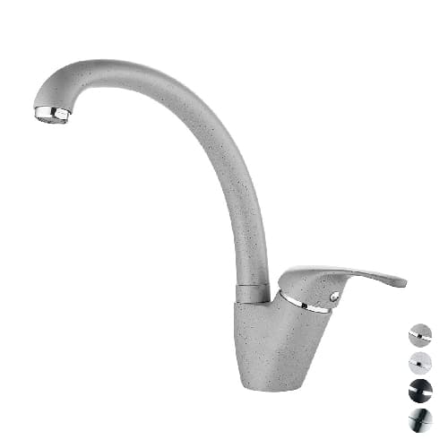 Monocomando Lavello Monoforo Canna Alta Livorno Dh Granito Bianco - 3