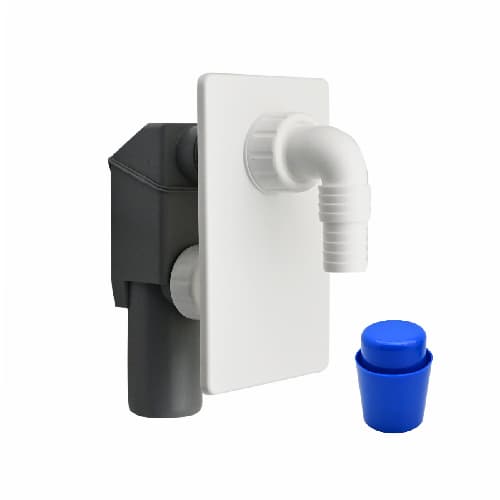 Sifone Scarico Lavatrice Lavastoviglie ad Incasso C Placca Bianca Dh Ø 40 - 3