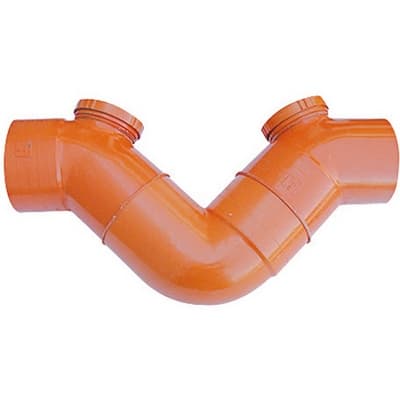 Sifone Scarico Orizzontale 2 Tappi in PVC Arancio Ø 140 Esclu - 3