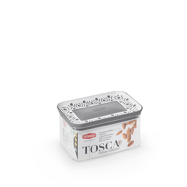 Barattolo Rettangolare Stefanplast Tosca Grigio Bianco - 2