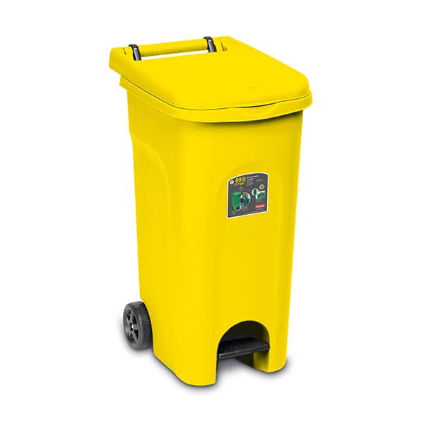 Bidone Urban Eco System con Pedale 80 l 51 CMX40X79,5H. Giallo Stefanplast - 3