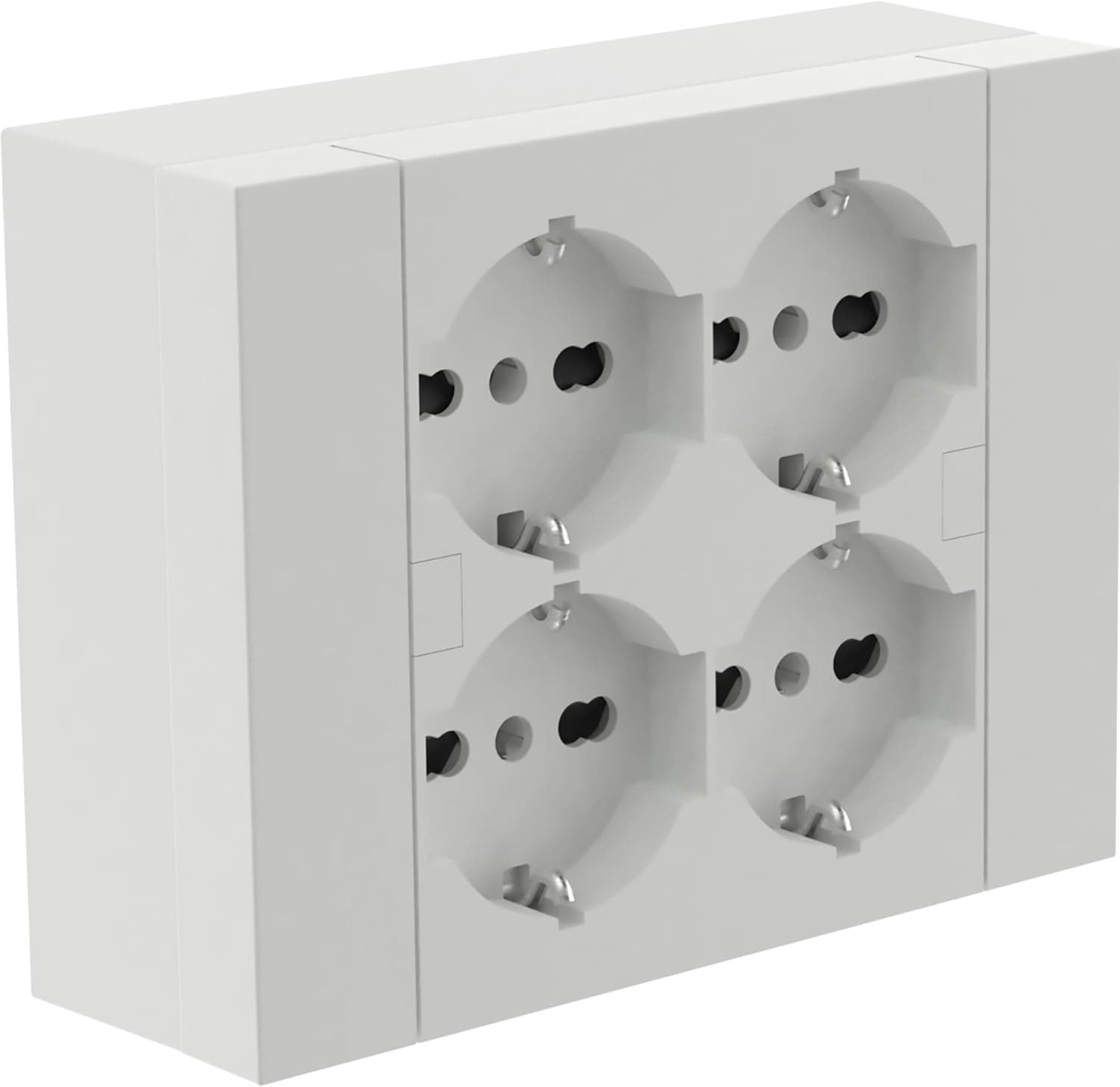 Multipresa da Parete Esterna 4 Prese Schuko Bianca con Scatola di Supporto - 8