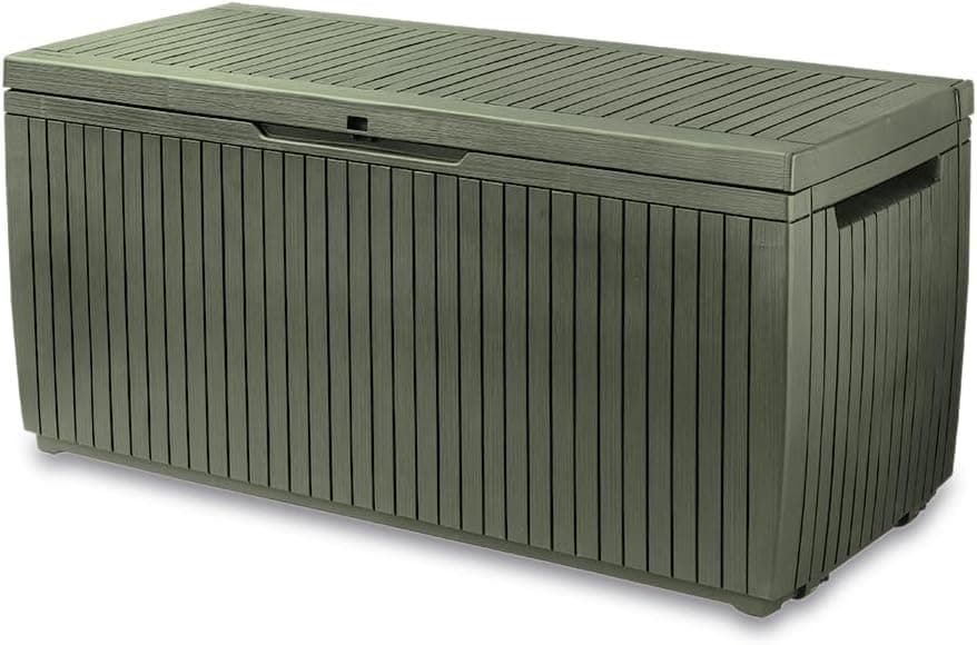 Baule da Esterno Springwood 123X53,5X57 Cm in Resina Effetto Legno Verde - 6