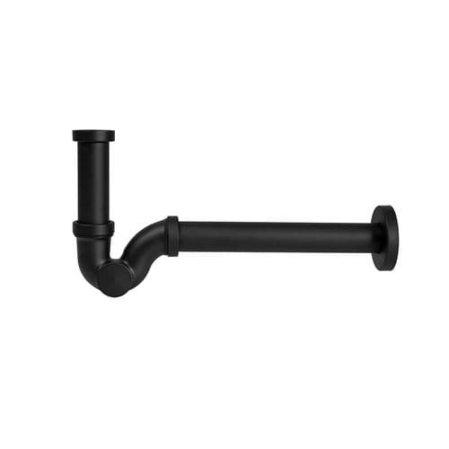 Sifone Scarico a S in Ottone per Lavabo Ghidi 11 x 4 Nero Opaco - 2