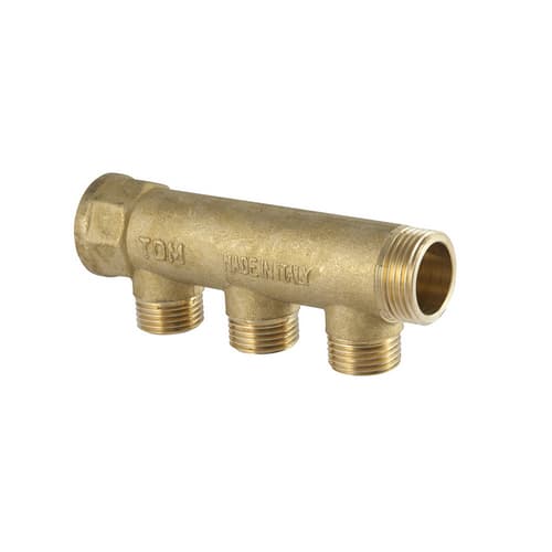 Collettore Lineare in Ottone Giallo Uscita ¾ Eurocono Tdmb 1 x ¾ 2 Vie - 2
