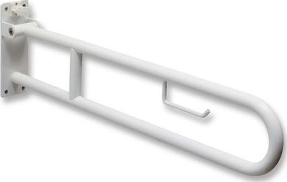 Barra di Sostegno Ribaltabile con Portacarta Igienica Dh Cm 85 Acciaio INOX - 2