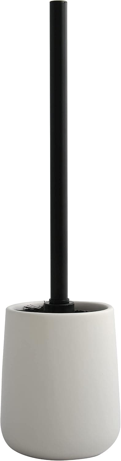 Porta Scopino Maonie con Supporto in Ceramica Spire Bianco Nero - 3