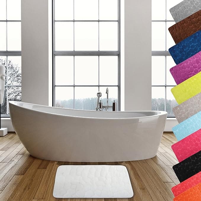 Tappeto Bagno in Microfibra Schiuma Spire Bianco 50 cm x 80 - 4